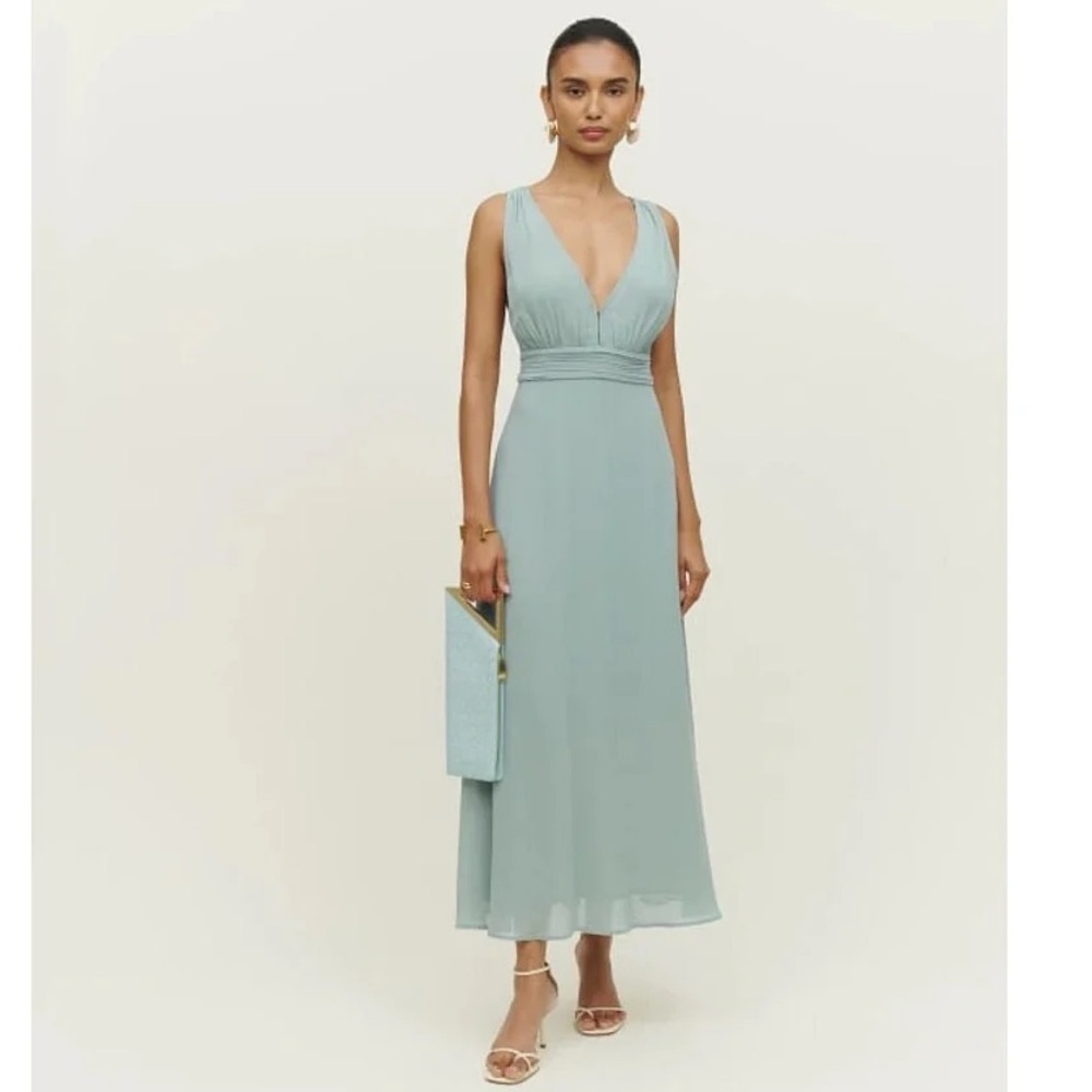 NWT Reformation Rosalind Maxi Dress Gown Celadon Blue Wedding Party Cocktail